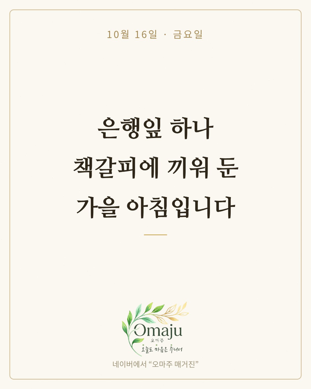 10월 16일 금요일 아침 인사 이미지 — 가을 좋은 글귀 카드 4장